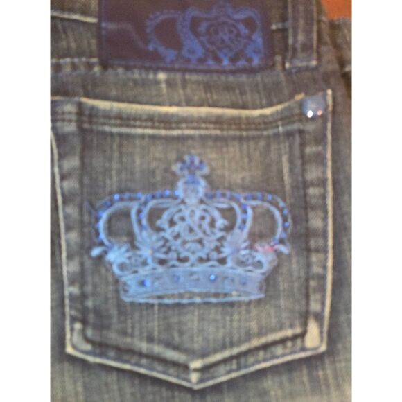 Rock Republic Kasandre Womens Jeans Size 3/4 w/Royal BLue Jewel Crowns - Picture 2 of 11